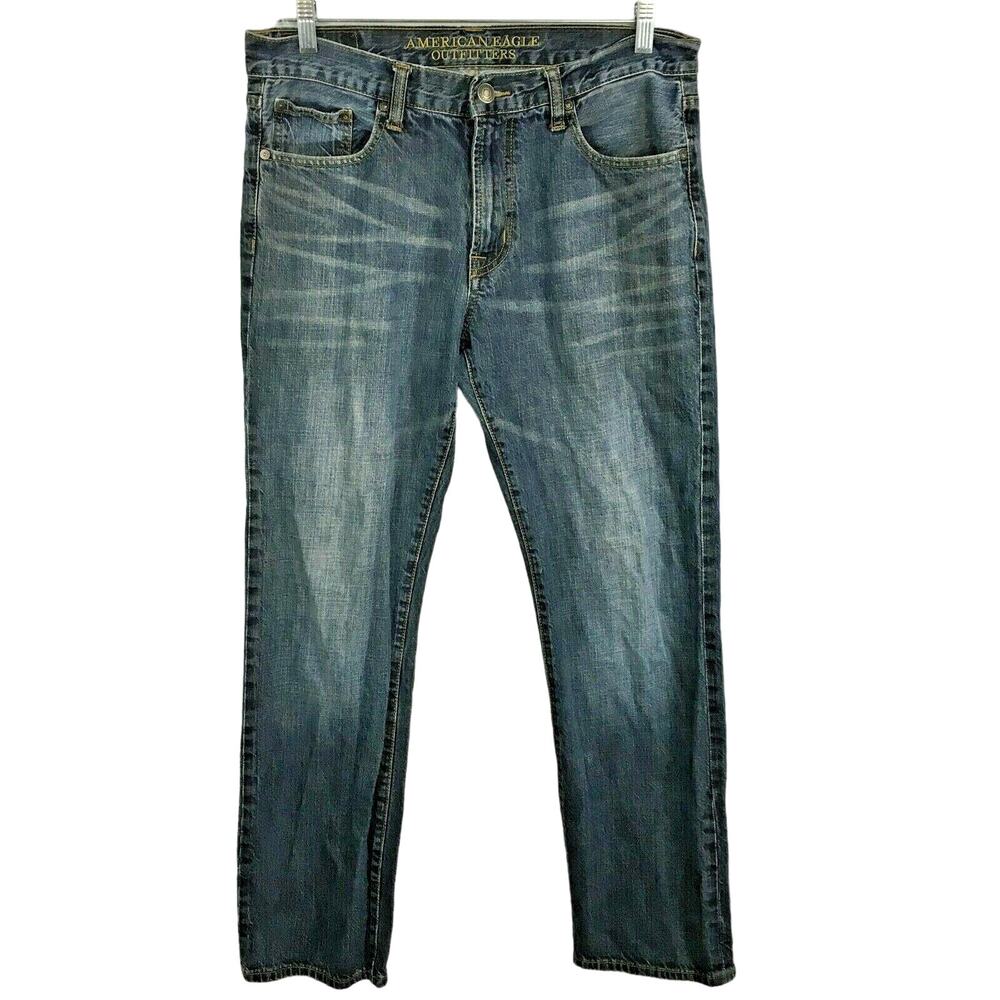 American Eagle Jeans Mens Sz 33x32 Medium Wash Cotton Straight Leg